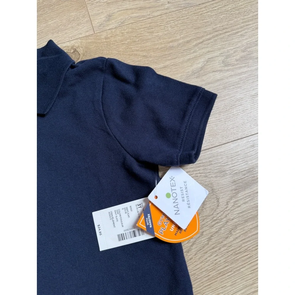 NWT Boys Kids Gymboree playproof uniforms nanotex short sleeve navy polo size 3T